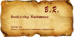 Bodiczky Radamesz névjegykártya